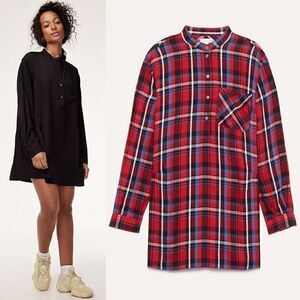 CLEARANCE - Aritzia Wilfred Free Lucy Plaid Long Sleeve Dress